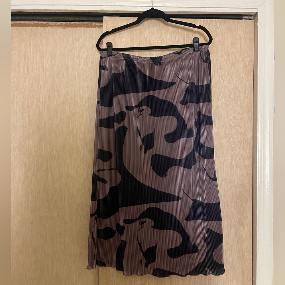 A-Line Pleated Midi Skirt